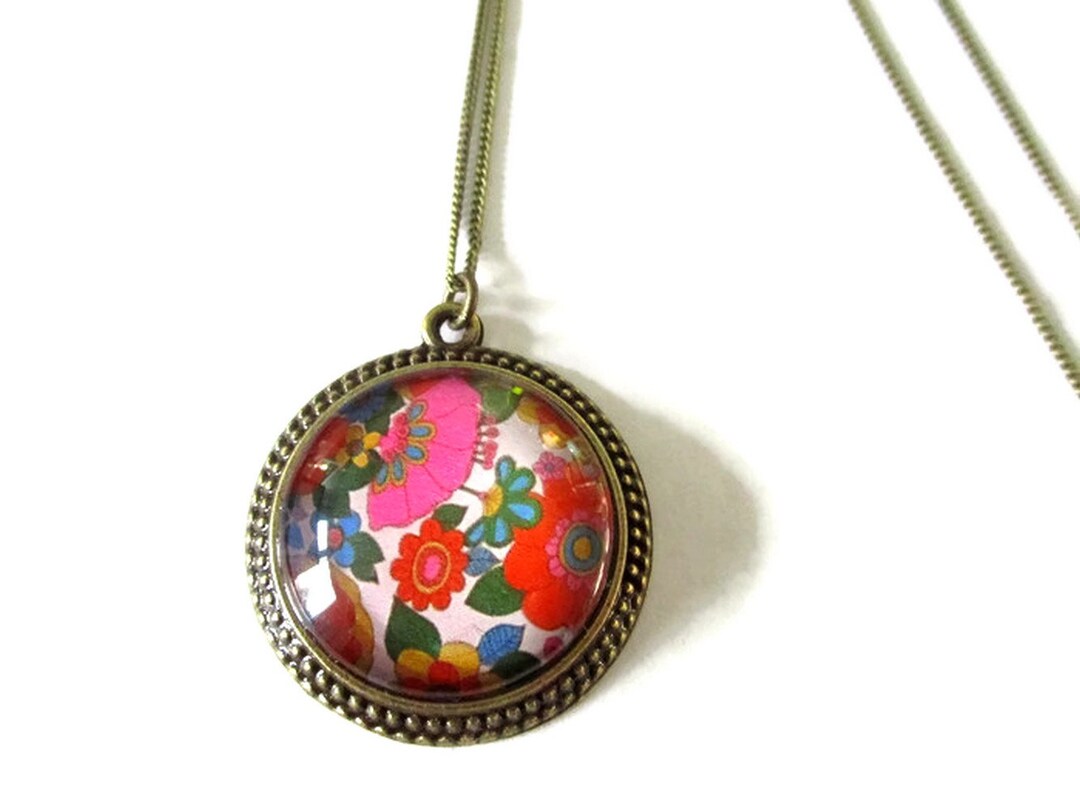 VINTAGE FLOWER NECKLACE Flowers Pendant Flowers Jewelry Floral Handmade