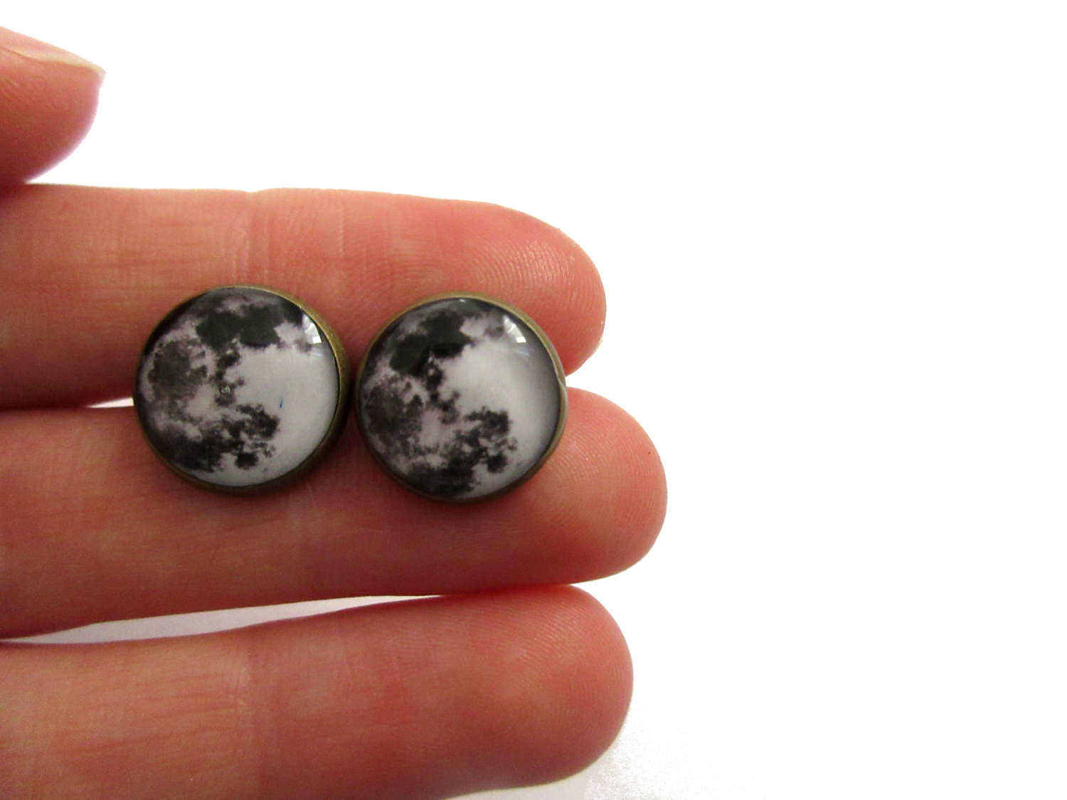 FULL MOON EARRINGS, Planet Stud Earrings , Moon Jewelry