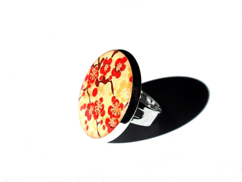 CHERRY BLOSSOM JEWELRY Cherry Blossom ring red Earrings Red Jewelry Flower Ring Gifts under 20 for her sakura image 3