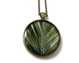 COLLIER PALMIER, pendentif palmier, sautoir palmier, bijoux palmier, bijoux été, bijoux vacances, branche de palmier, palmier bijoux plage,