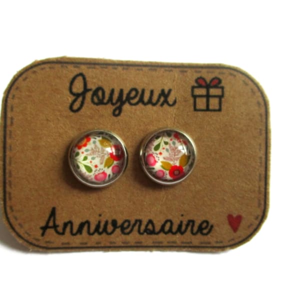 BIRTHDAY EARRINGS, bon anniversaire Earrings, small gift Jewelry, Gift Stocking Stuffer, French studs, birthday gift, danslairdutemps