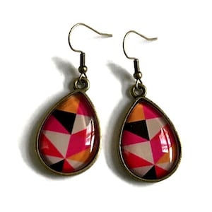 Teardrop Earrings - PINK TEARDROP earrings - geometric - colorful triangles - danslairdutemps, sister gift, color pop