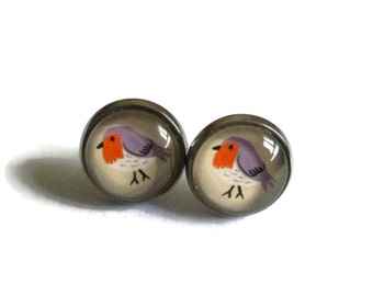 Birds EARRINGS - nightingale Earrings - nightingale stud earrings - nightingale jewelry - cute birdies, bird jewelry, bohochic, boho jewelry