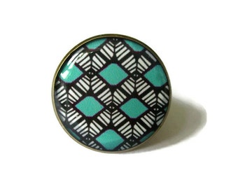 ETHNIC RING - african Ring - Geometric Ring - geometric jewelry - african jewelry - Ethnic jewelry - Adjustable - Statement Ring - turquoise
