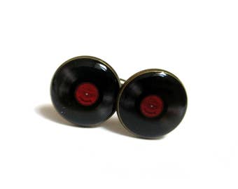 VINYL Record Cufflinks - Vinyl Record accessories - LP Vinyl Record - DJ cufflinks - Music cufflinks - Retro Music cufflinks - Musician Gift