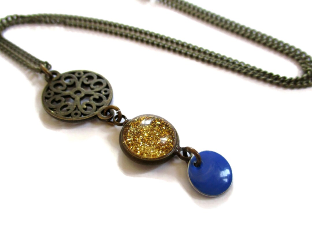 GOLD Necklace GOLD GLITTER Jewelry Sparkling Modernist Etsy