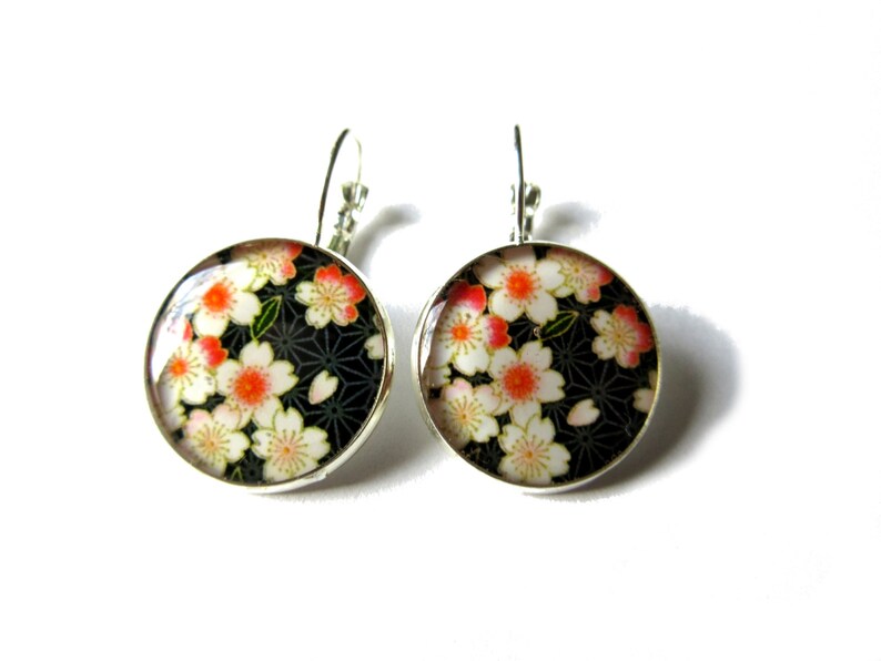 CHERRY BLOSSOM Earrings, Dangle Earrings, Sakura Jewelry, Japanese Flowers, Flower Jewelry, Japanese Style, Pink image 3