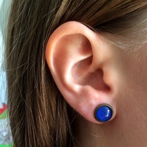 DARK BLUE Stud Earrings, blue earrings, statement studs, Night Sky Earstud, Navy Jewelry, gift for woman, bridesmaid gift, block color image 4