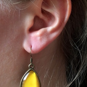 Yellow Teardrop Earrings, Mustard Earrings, Yellow Jewelry , Minimalist Jewelry, Simple, Clip, summer earrings, dans l'air du temps image 5