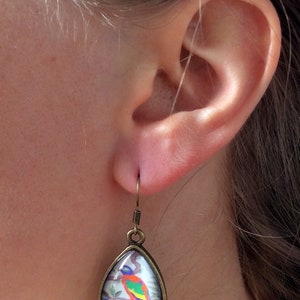 PARROT EARRINGS TEARDROP Vintage earrings Parrot jewelry image 4