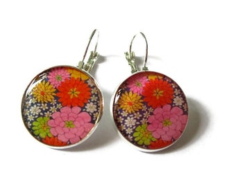 Flower dangle earrings,  Floral earrings, spring jewelry , colorful flowers,  floral jewelry, girlfriend gift, rainbow