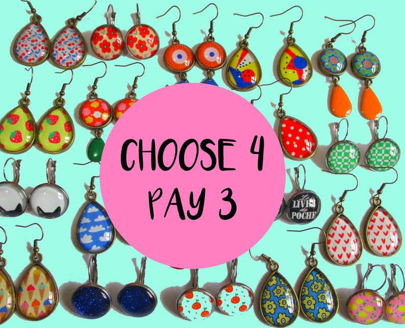 Dangle Earrings Buy 3 Get one FREE Pack of 4 Dangle Earrings of your choice You pick the designs image 1