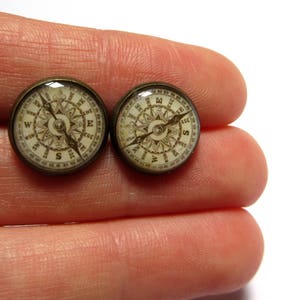 COMPASS EARRINGS Antique Compass earrings traveler gift image 4