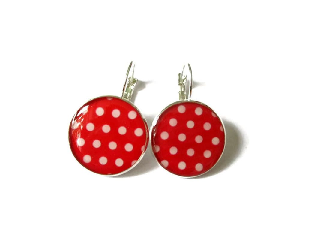 Red and White POLKA DOT EARRINGS, Red Jewelry, Pin up Girl Jewelry