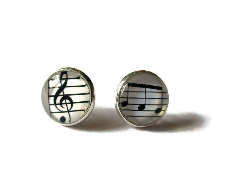 MUSIC EARRINGS Treble Clef STUDS Earrings Gift for - Etsy