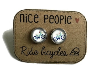 BRINCOS DE BICICLETA, tachas de bicicleta, joias de bicicleta, joias de bicicleta, presente esportivo, presente de ciclista, retrô, fã de esportes, ciclismo