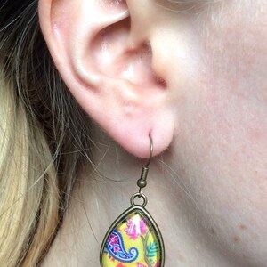 TEARDROP EARRINGS Drop Earrings Paisley Pattern Yellow BOHO Earrings ...