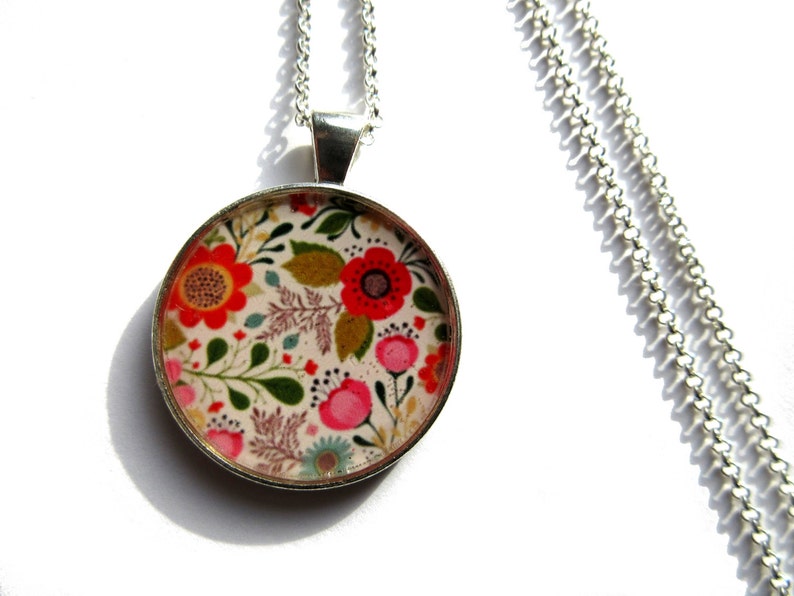 FLOWER NECKLACE colorful Flower Long Chain Necklace, floral Pendant flower Jewellery christmas gift for her summer jewelry image 3