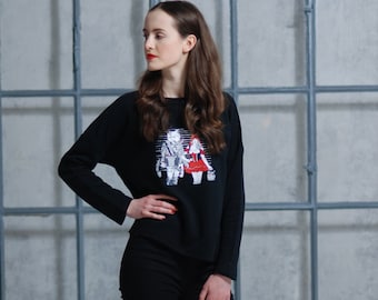 Damen Sweater Rotkäppchen und der Wolf