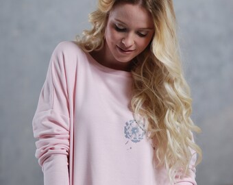 Damen Sweater rosa Pusteblume