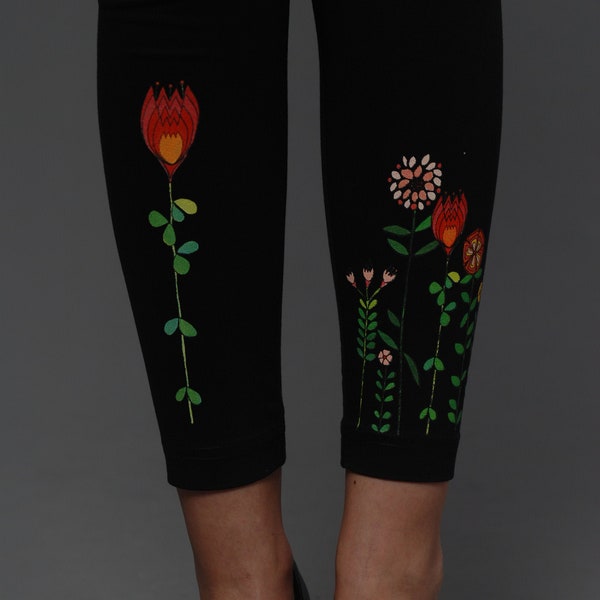 Legging magie florale en noir