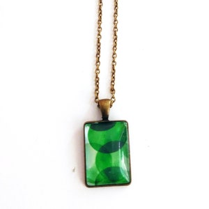 Green bubble glass beads rectangular Bronze colors image 1