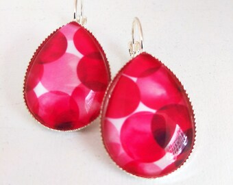 Earrings drops Big "pink bubbles" silver colors