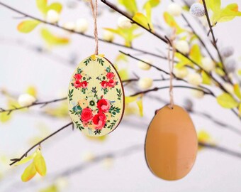Easter egg pendant Tiny flower beauty yellow