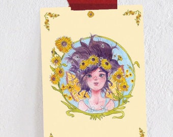 Postkarte Sonnenblume Bärbel