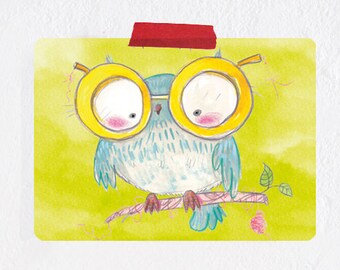 Postcard Owl Erich