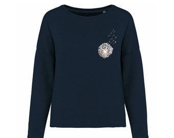 Damen Sweater Pusteblume navy