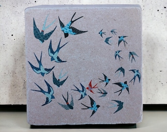 Tile flock of swallows 10 cm x 10 cm