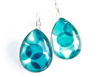 Pendientes caída grandes "Aqua Bubbles" de color plata