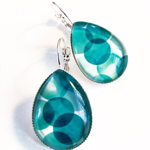 Earrings drops Big aqua bubbles Silver colors image 3