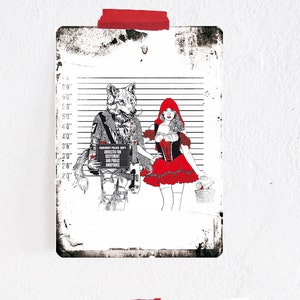 Cartolina Cappuccetto Rosso e il Lupo Bianco