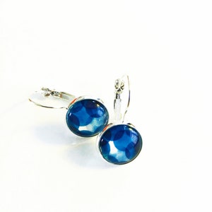 Earrings Blue bubbles 12 mm silver color image 2