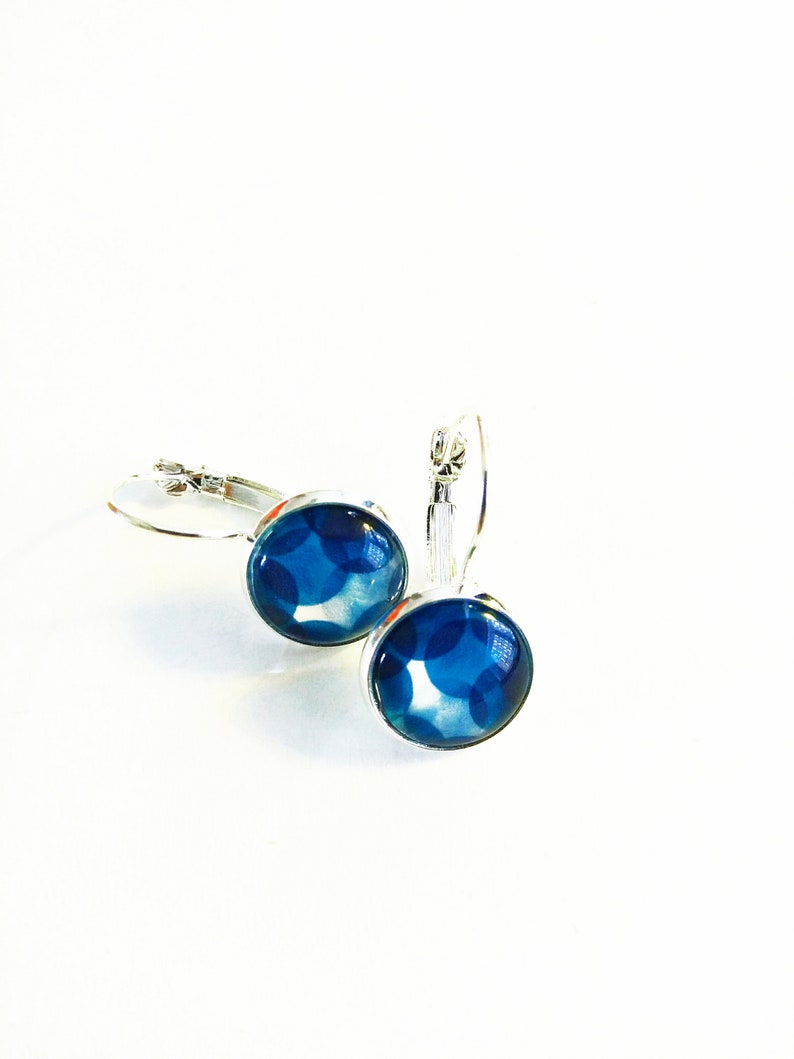 Earrings Blue bubbles 12 mm silver color image 2