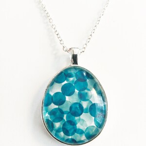 Glass beads Aqua bubble silver colors image 1