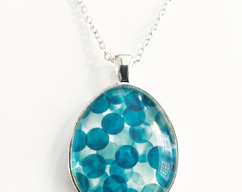 Glass beads "Aqua bubble" silver colors