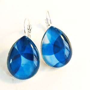 Earrings drops Big blue bubbles silver colors image 1