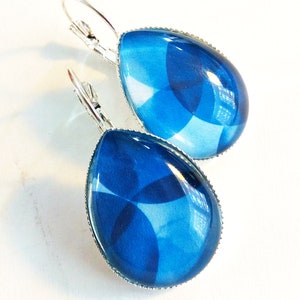 Earrings drops Big blue bubbles silver colors image 2