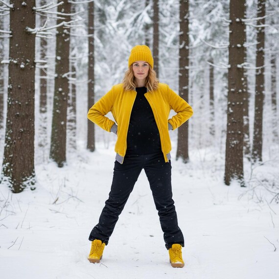 Samtcord Collegejacke senfgelb