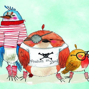 Carte postale moineau pirates