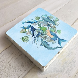 Tile mermaid 10 cm x 10 cm