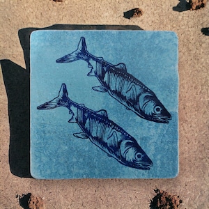Tile Blue Print Fishes light blue 10 cm x10cm