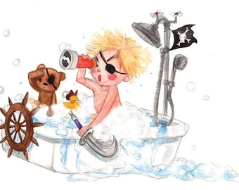 Postcard Bathtub Pirate