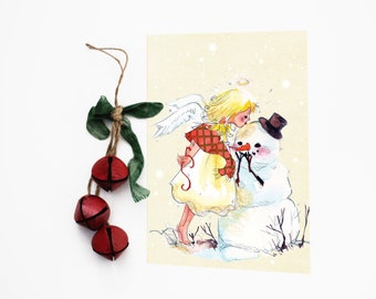 Postcard Kiss the Snowman