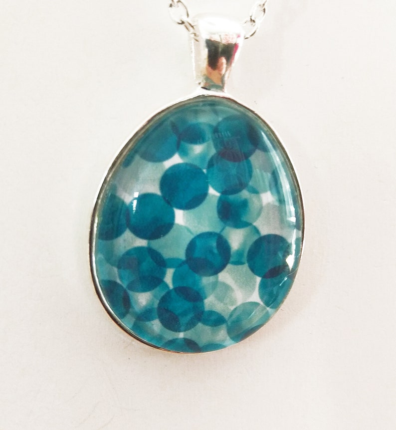 Glass beads Aqua bubble silver colors image 3