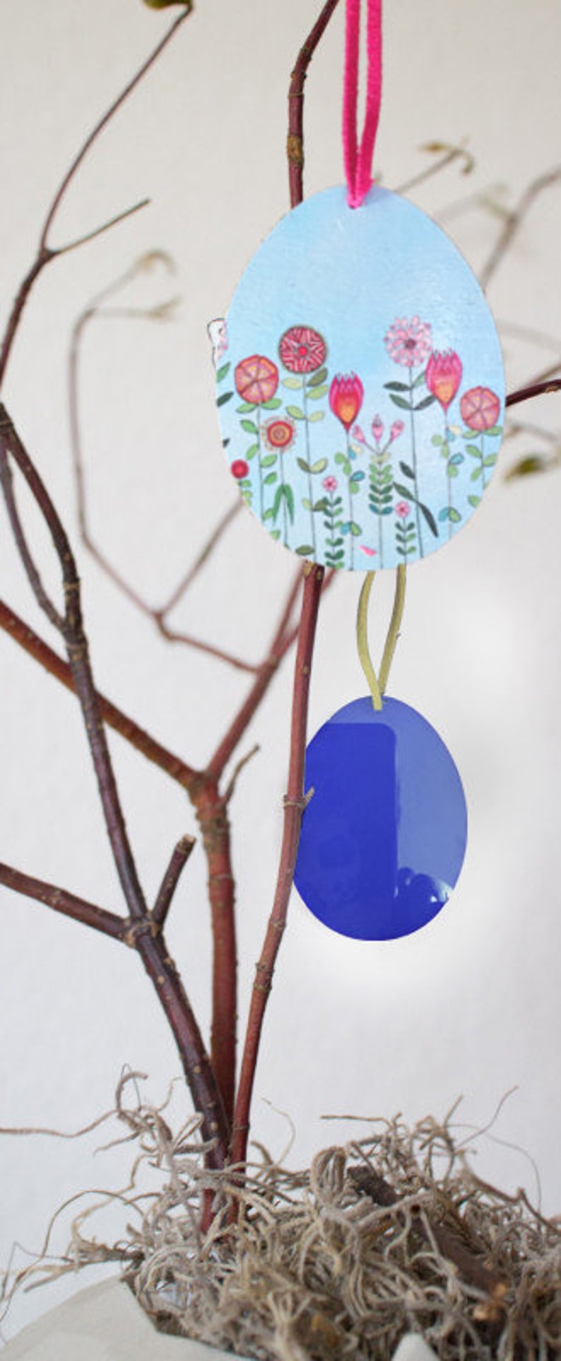 Easter egg pendant flower magic blue image 8