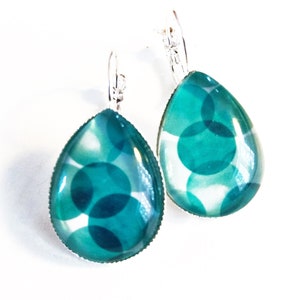 Earrings drops Big aqua bubbles Silver colors image 2